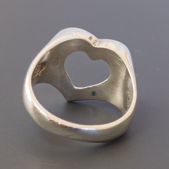 Vintage TAXCO Sterling Open-Heart Signet Ring — Size ~7.25 - Picture 5 of 12